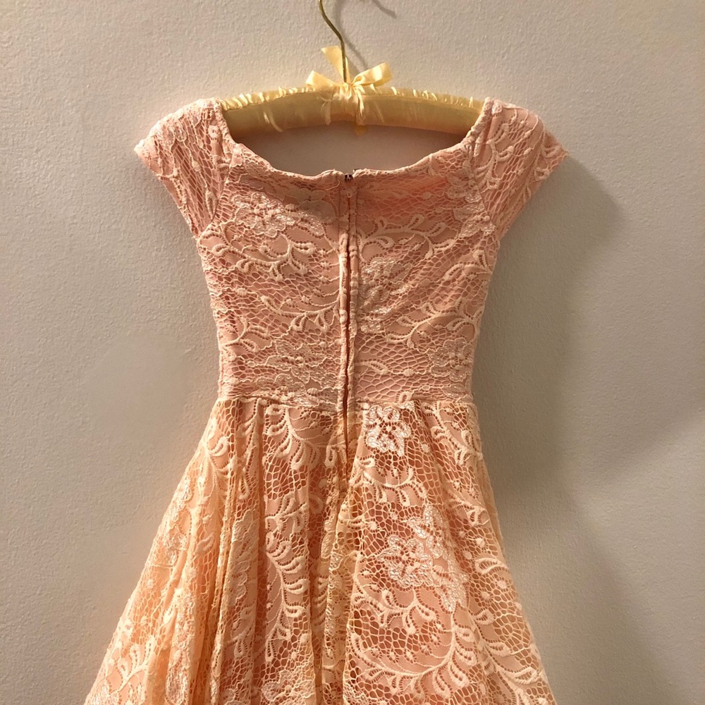 Windsor Pink Lace Strapless Dress - Picture 4 of 13
